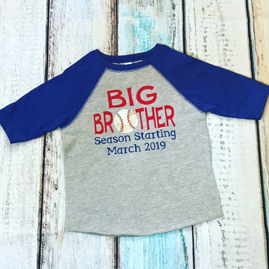 Big Brother Season Starting, Big Brother Shirt, Big Brother gift, 2nd Child pregnancy announcement, Baseball Baby Shower - Purple Elephant MS