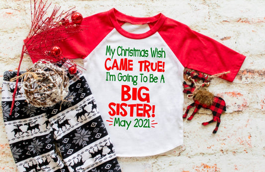 Big Sister Christmas Pregnancy Announcement shirt - Purple Elephant MS