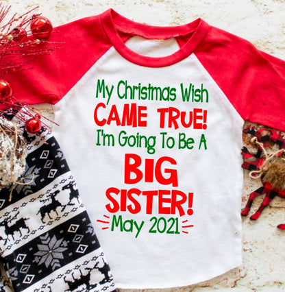 Big Sister Christmas Pregnancy Announcement shirt - Purple Elephant MS