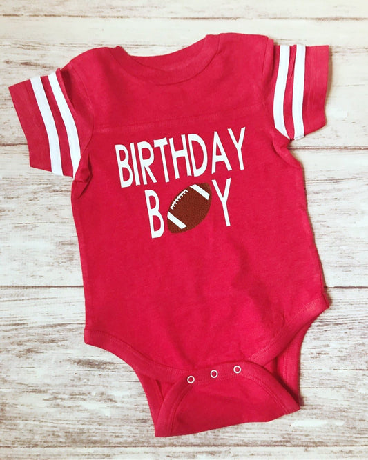 Birthday Boy 1st Birthday Football shirt - Purple Elephant MS