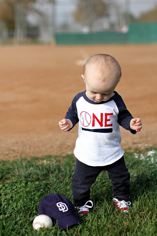 Boys Baseball 1st Birthday shirt - Purple Elephant MS