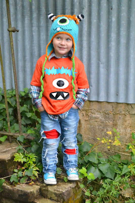 Boys Monster 3rd Birthday monster shirt - Purple Elephant MS