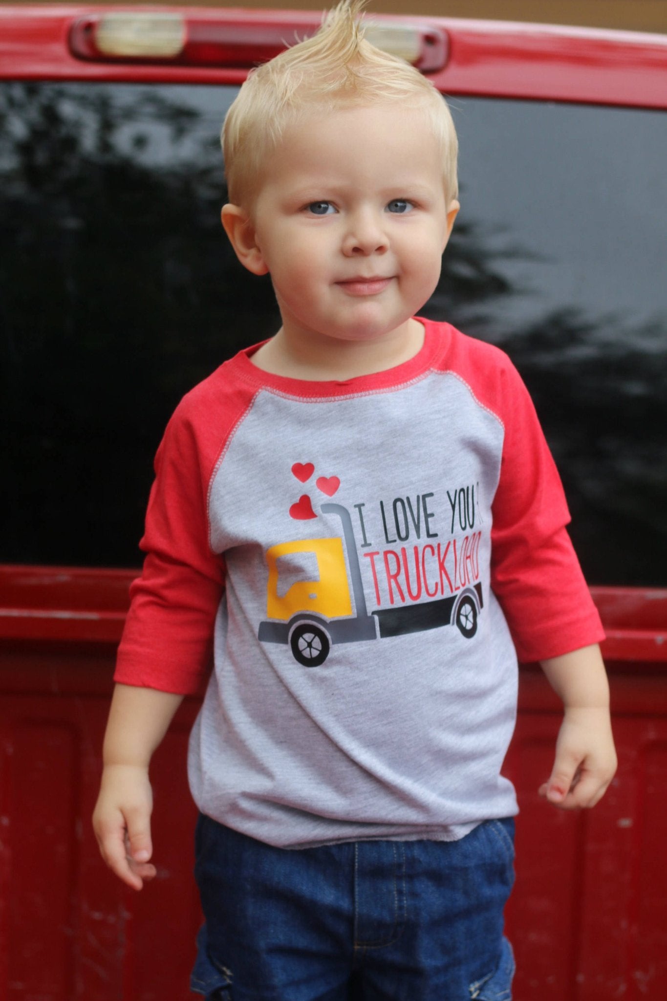 Boys Valentine's Day shirt, boys truck shirt, toddler valentine shirt, toddler boy shirt, trendy boys shirt - Purple Elephant MS