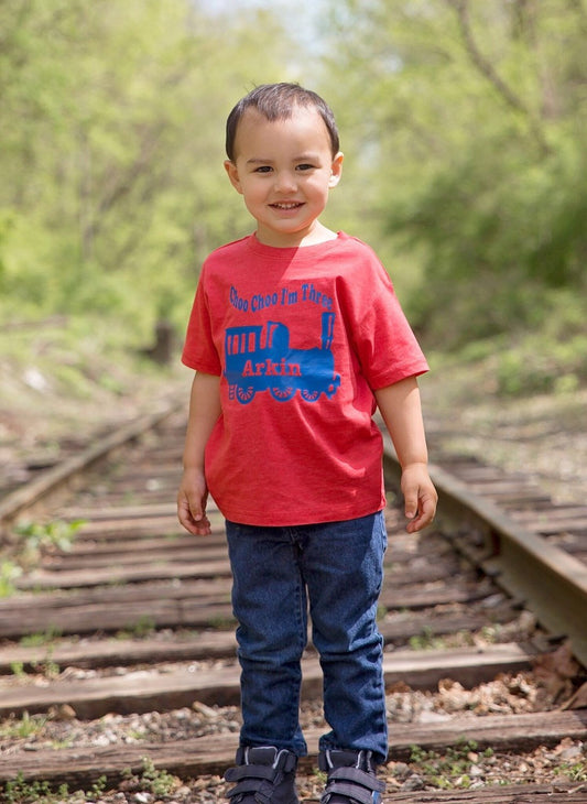 Choo choo train birthday shirt - Purple Elephant MS