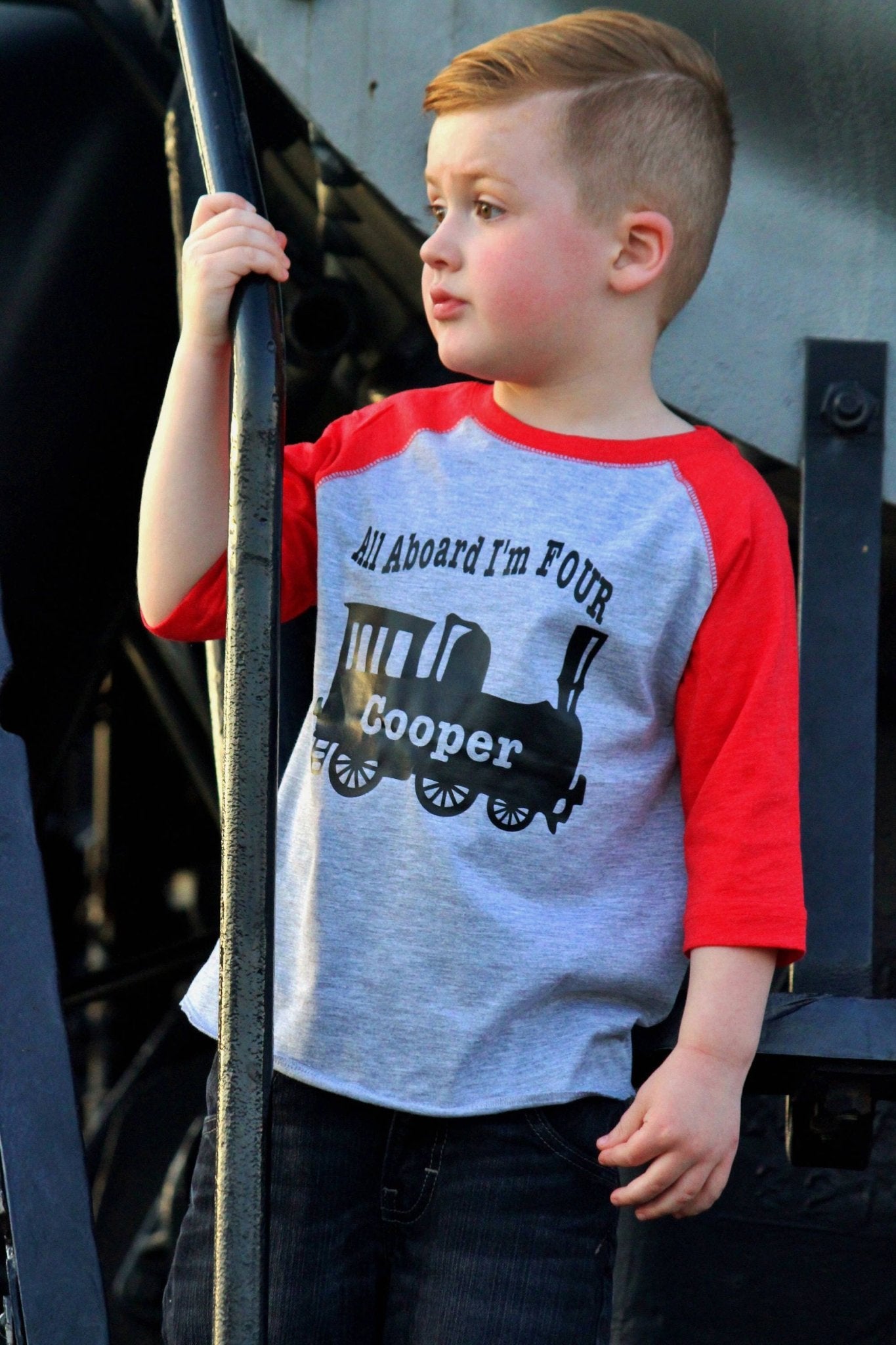 Choo Choo Train Birthday Shirt for Four - Year - Olds - Purple Elephant MS