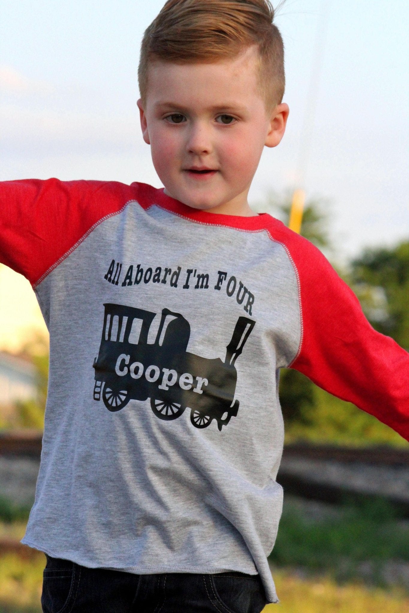 Choo Choo Train Birthday Shirt for Four - Year - Olds - Purple Elephant MS