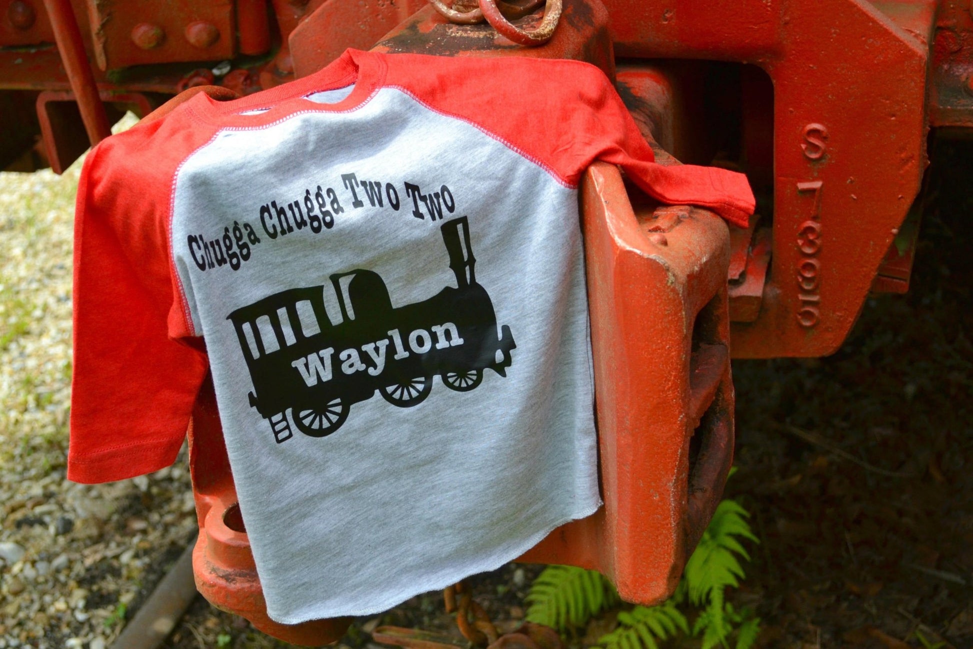 Chugga Chugga Two Two Shirt, Choo Choo Train 2nd Birthday Shirt, 2 Years Old Son Name Shirt Customized, Personalized Second Birthday Gift - Purple Elephant MS