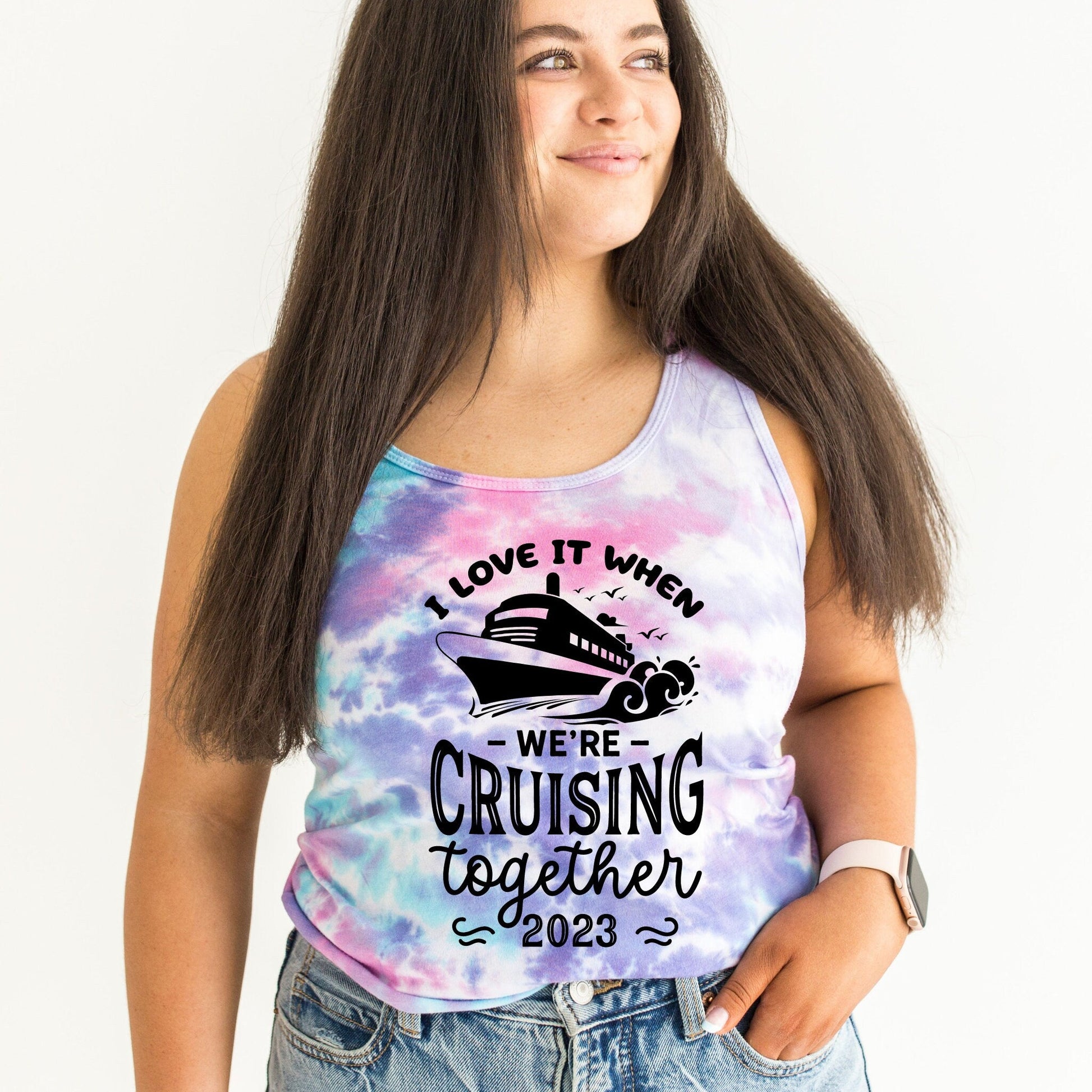 Cruising Together Tank Top, Family Vacation Shirts, Matching Cruise Shirts - Purple Elephant MS