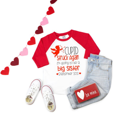 Cupid Struck Again Valentines Big Sister Shirt - Purple Elephant MS