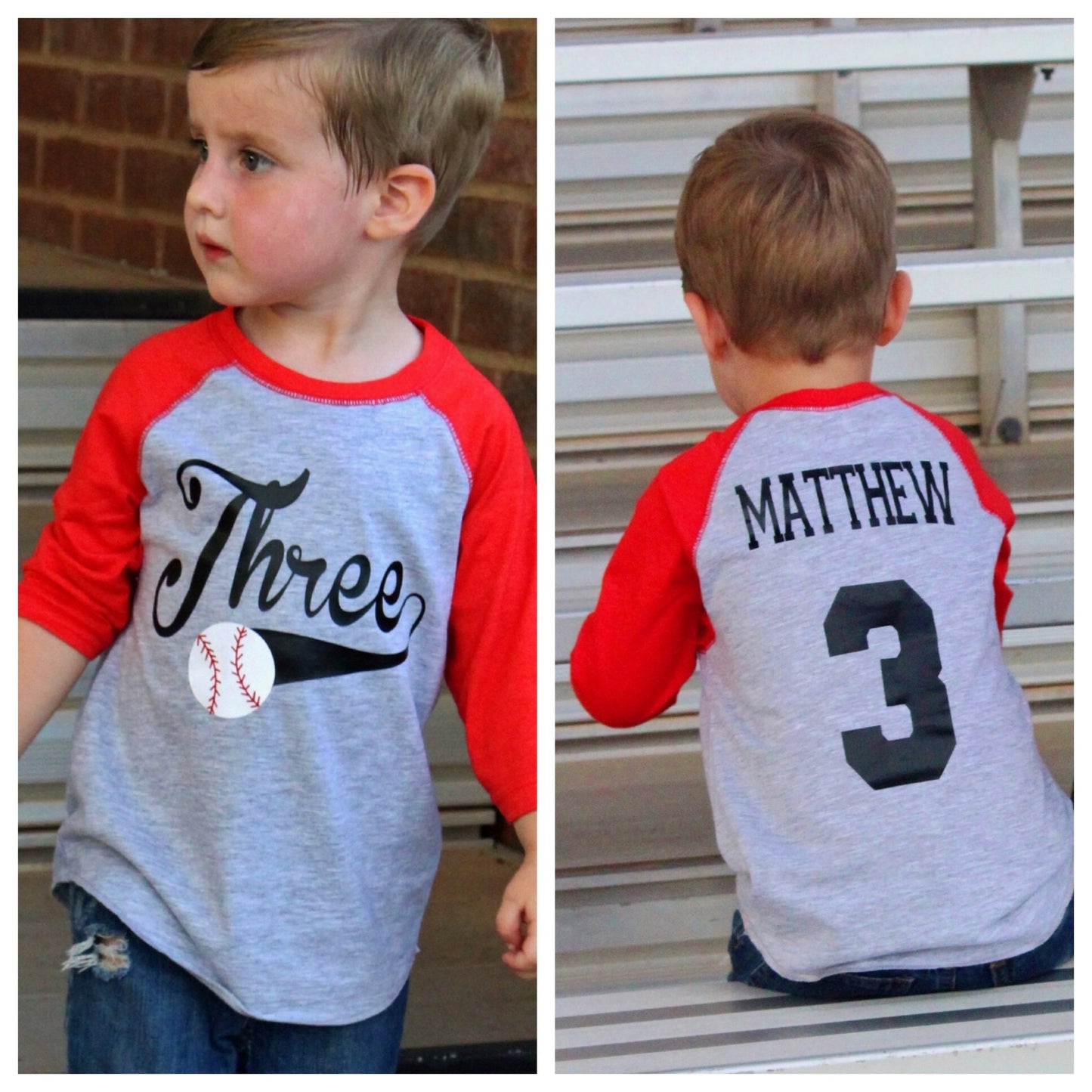 Custom Three Year Old Sports Tee for Boys Birthday Party Gift - Purple Elephant MS