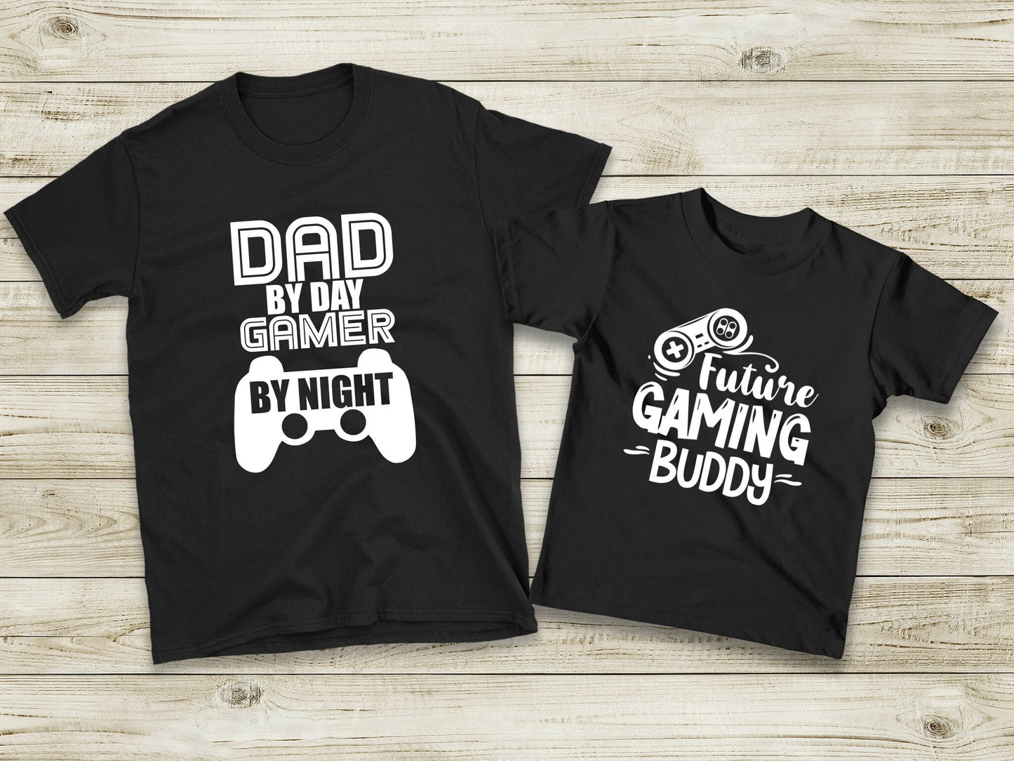 Dad by Day Gamer by Night and Future Gaming Buddy Matching Father and Son Shirts, Father’s Day Gift for Dad - Purple Elephant MS