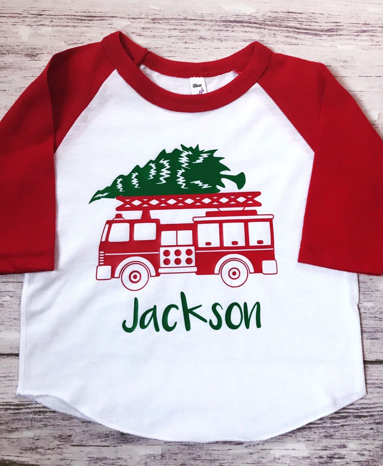 Firetruck Christmas Shirt - Purple Elephant MS