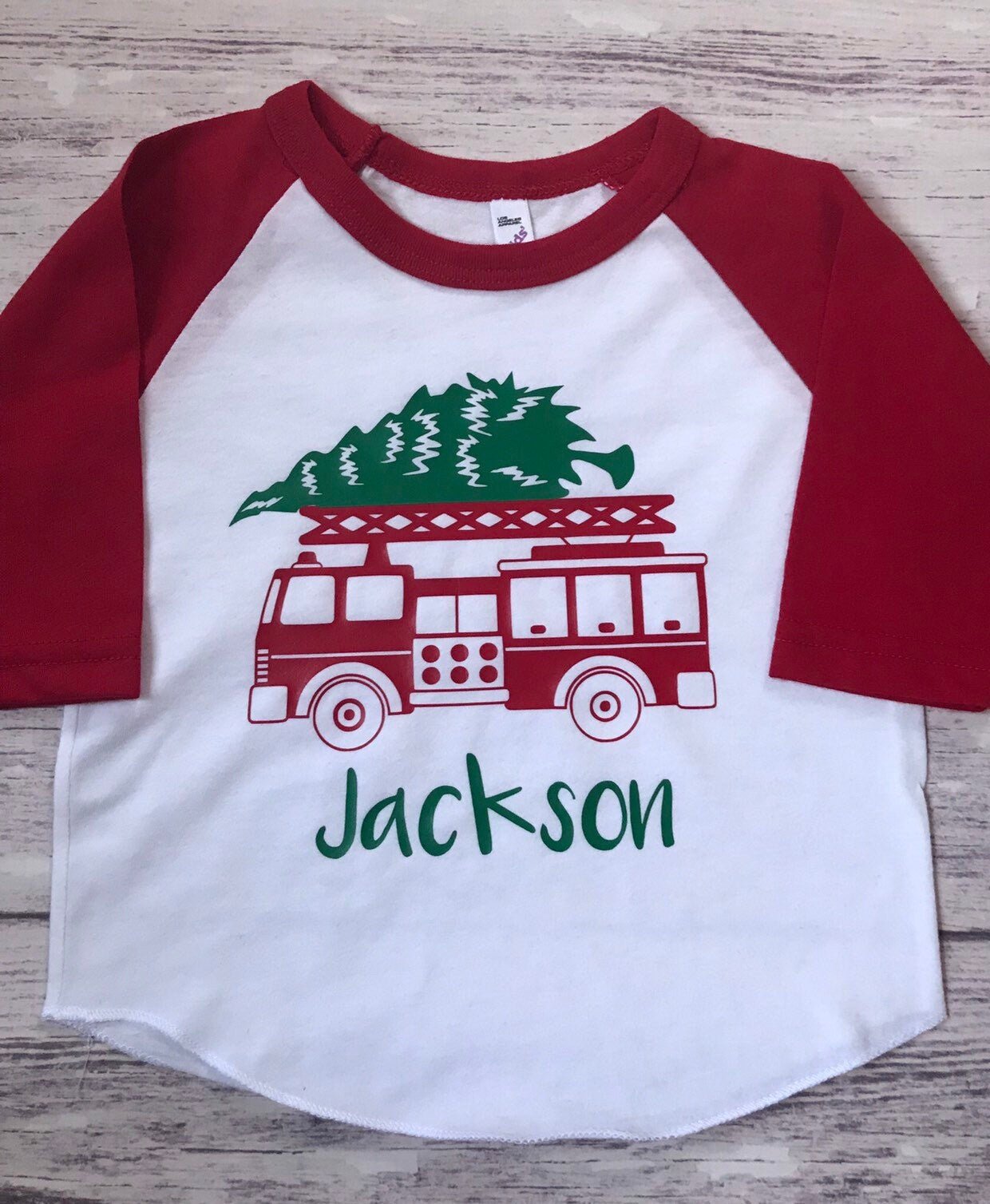 Firetruck Christmas Shirt - Purple Elephant MS