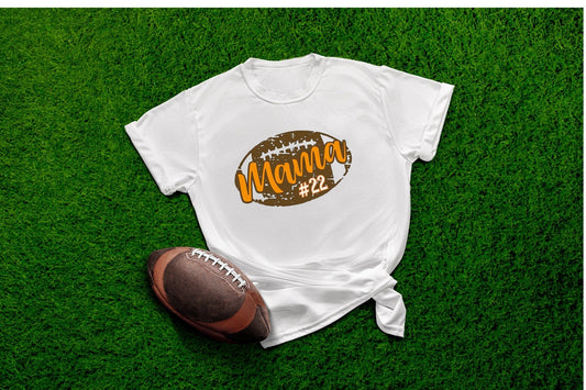 Football Mama Shirt, Personalized with Player Number - Purple Elephant MS