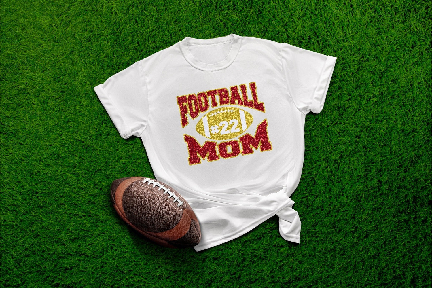 Football Mom Shirt, Personalized with Player Number - Purple Elephant MS