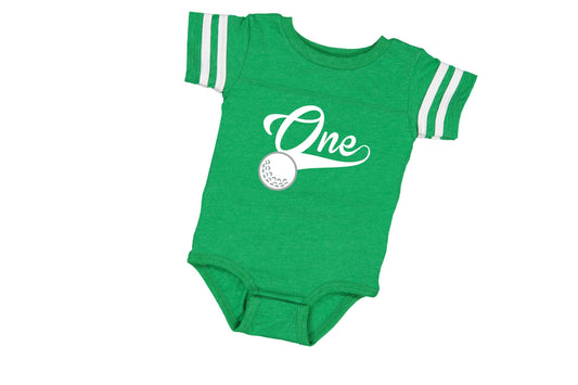 Golf First Birthday Bodysuit, Hole in ONE Birthday Party Outfit, First Birthday Gift Boy - Purple Elephant MS
