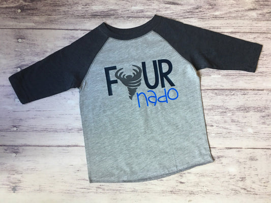 Fournado Shirt, Boys 4th birthday shirt, Tornado Birthday