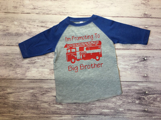 Promoted to Big Brother Firetruck Shirt