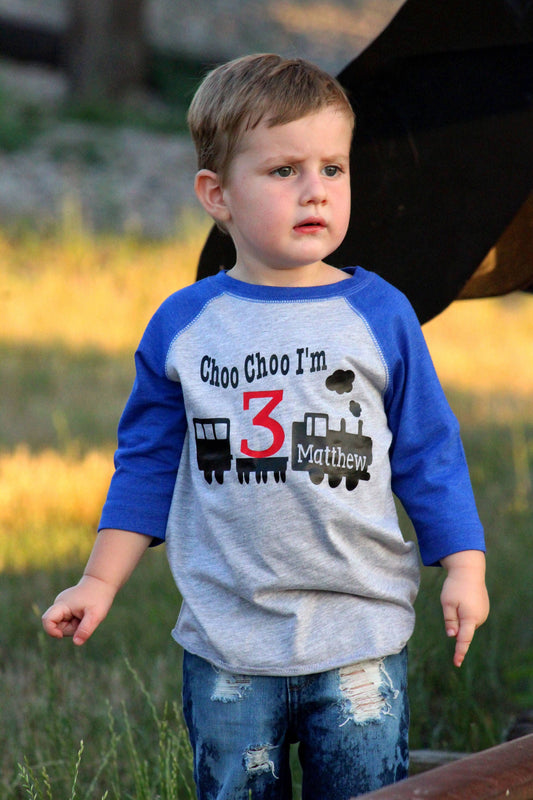 Toddler Boys Train Choo Birthday Party T-Shirt