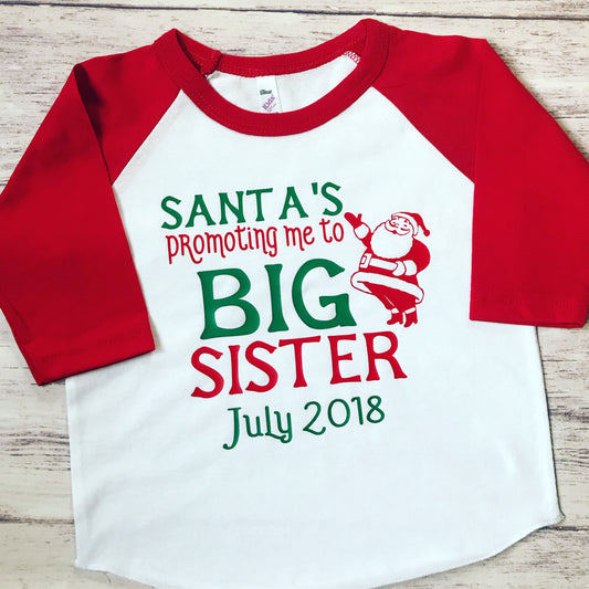 Christmas Pregnancy Announcement shirt, Promoted To Big Sister shirt, pregnancy announcement shirt, soon to be big Sister shirt