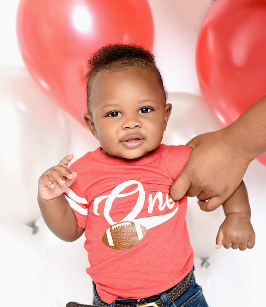 1st Birthday Football Shirt, 1 Year Down Party, Cake Smash Outfit, Gift for One Year Old, First Year Down Outfit