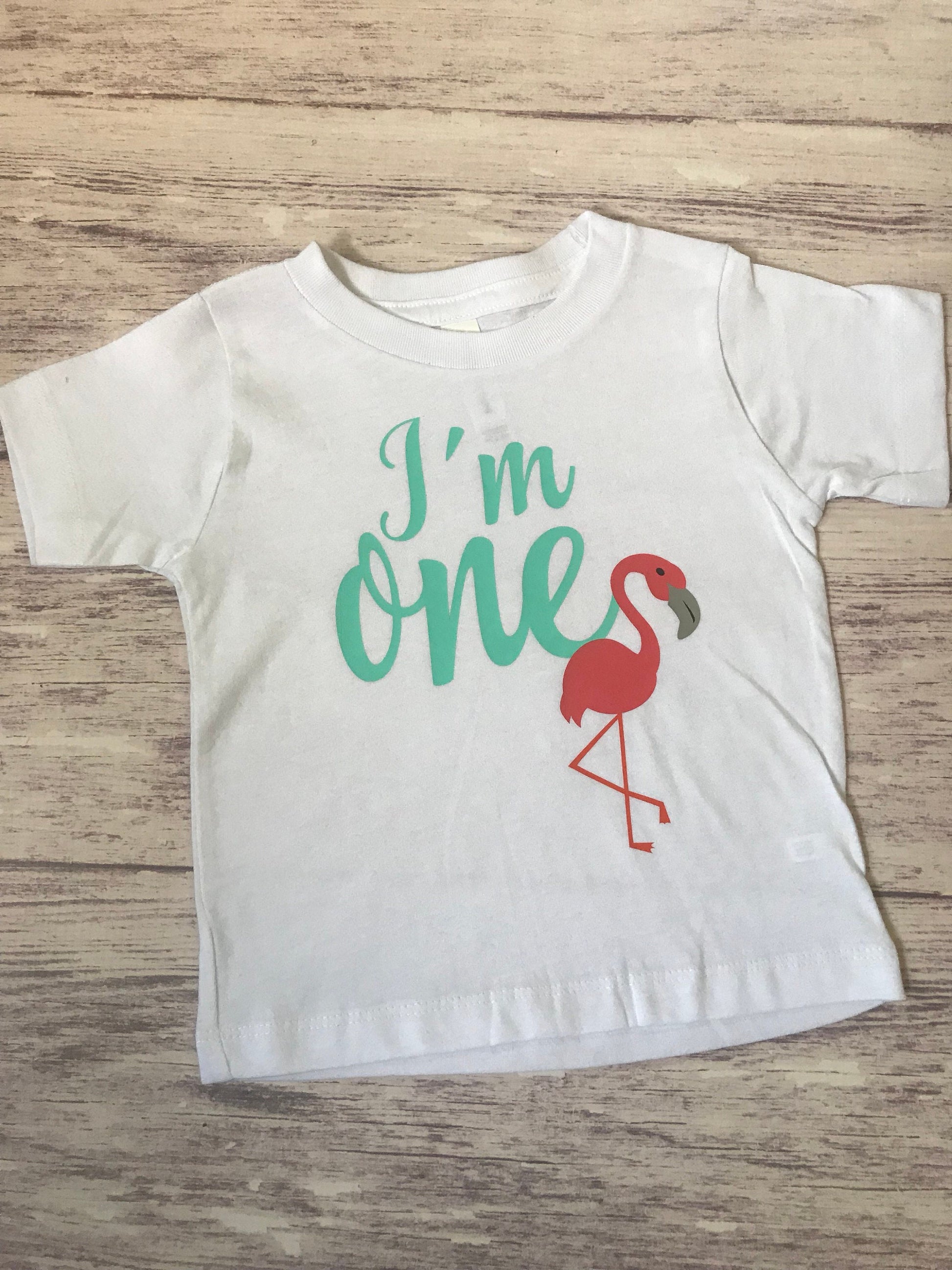 Girls Flamingo 1st birthday Shirt, Hawaiian Birthday tee, Luau Party Shirt, Tropical Birthday Shirt