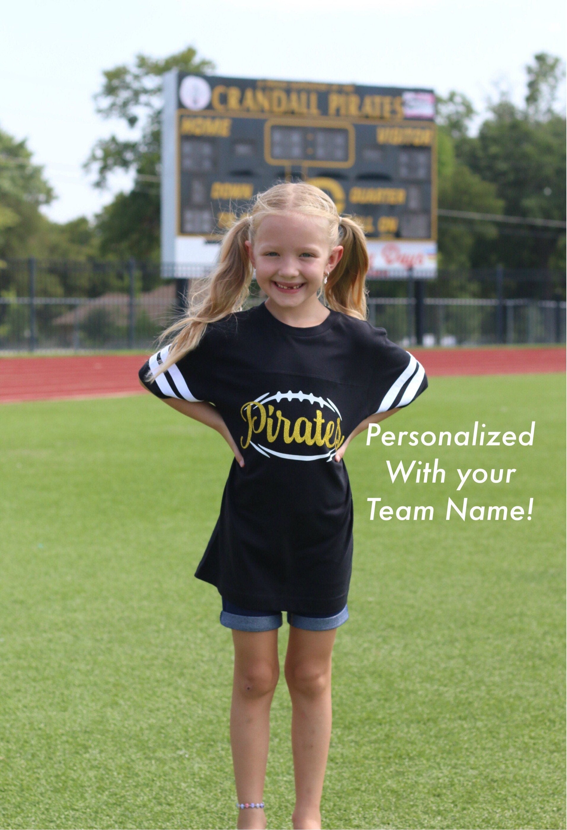 Custom Girls Football Tee Personalize with your Team Name! Game Day Apparel