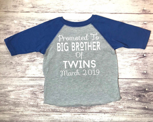 Promoted to Big Brother of Twins Shirt, Surprise Pregnancy Announcement