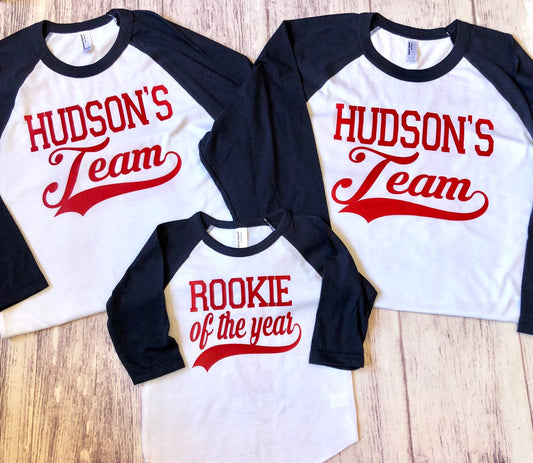 Rookie of the Year 1st Birthday Family Baseball Shirts, Mom and Dad Rookie of the Year Shirts