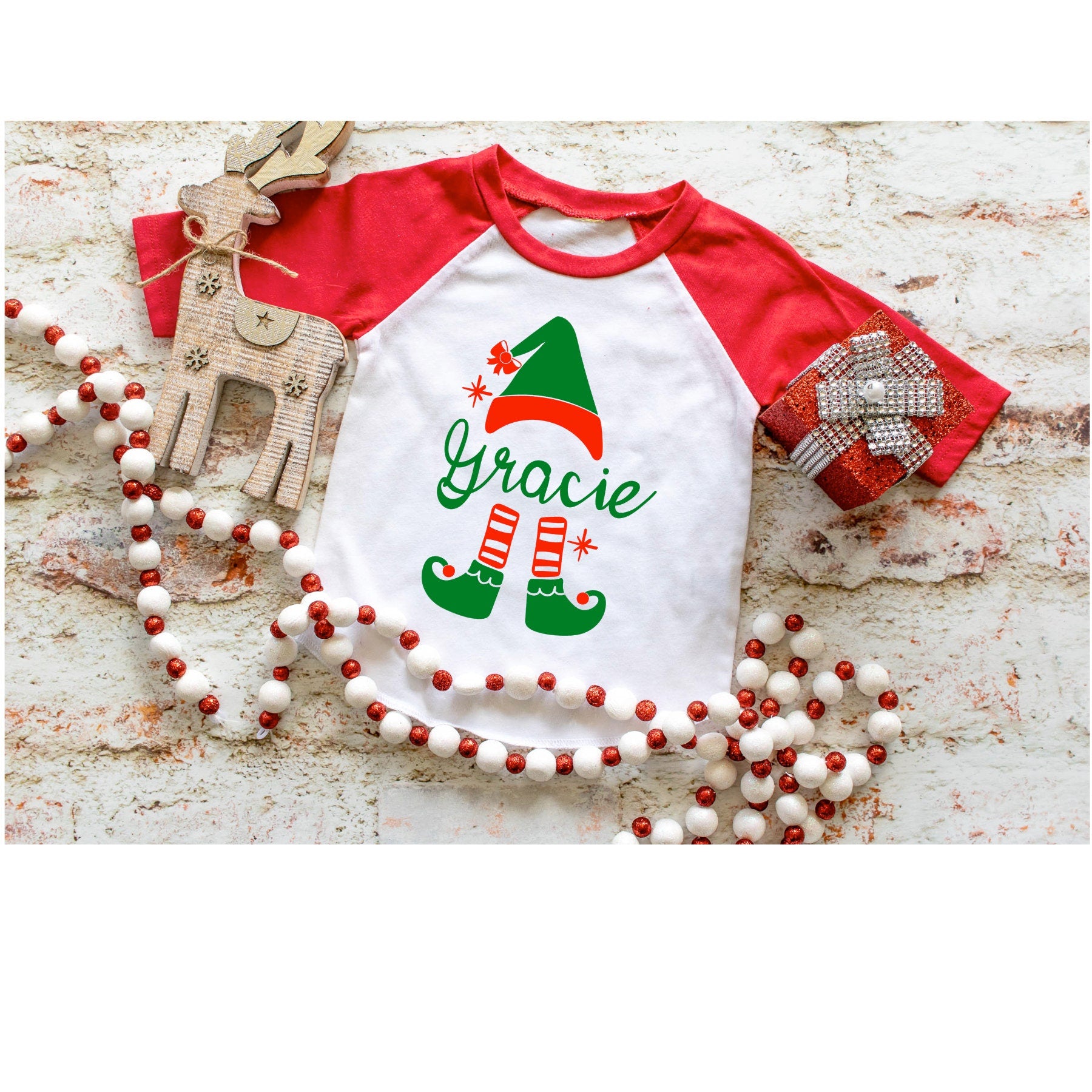 Personalized Christmas Elf Monogram Shirt