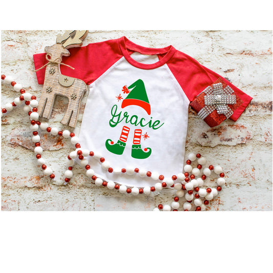 Personalized Christmas Elf Monogram Shirt