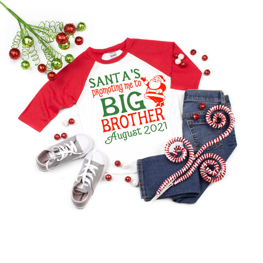 Christmas Pregnancy Announcement shirt, Promoted To Big Brother shirt, pregnancy announcement shirt, soon to be big brother shirt