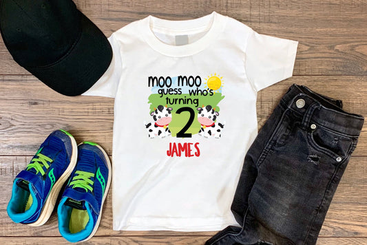 2nd Birthday Barnyard Cow Shirt