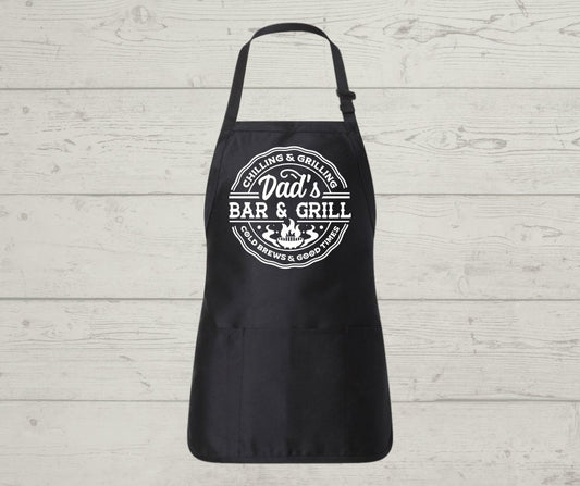 Dad’s Bar & Grill apron, Great gift for Father's Day, Housewarming gift, BBQ Smoker Gift, Grilling Apron