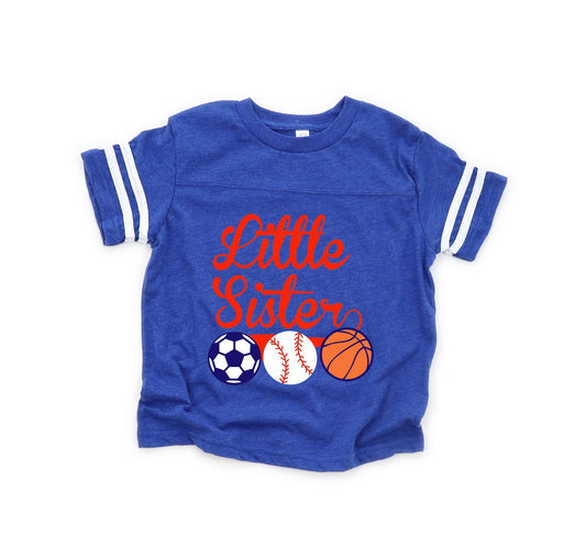 Little Sister Sports Shirt, Little Sister Outfit, Personalized Sports themed sister shirt, All Star Sports