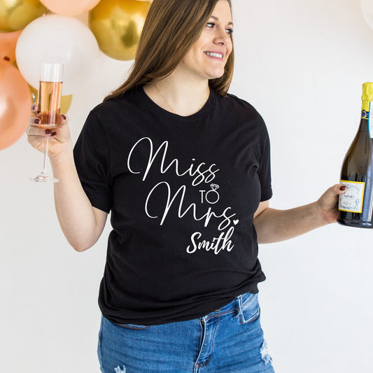 Miss to Mrs New Bride Shirt, Bridal shower shirt, Personalized Gift for Bride