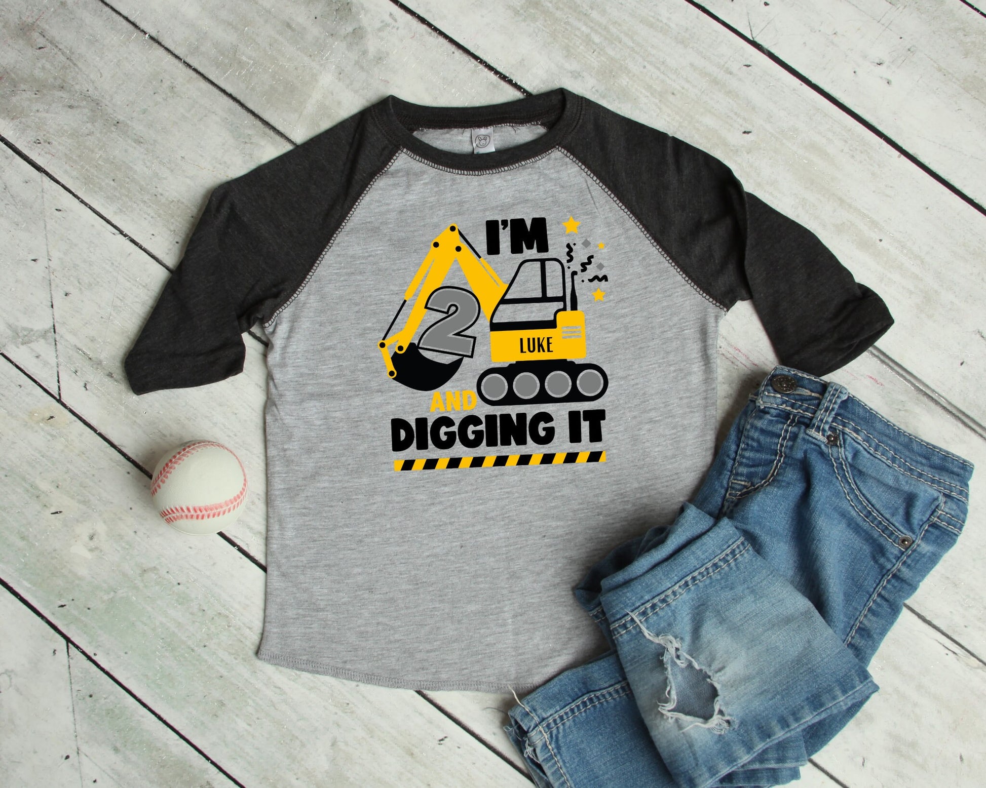Construction Party 2nd Birthday Shirt - Boys Birthday Tshirt - I'm 2 and Digging It! Tee, Two Shirt