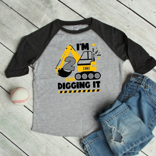 Construction Party 2nd Birthday Shirt - Boys Birthday Tshirt - I'm 2 and Digging It! Tee, Two Shirt