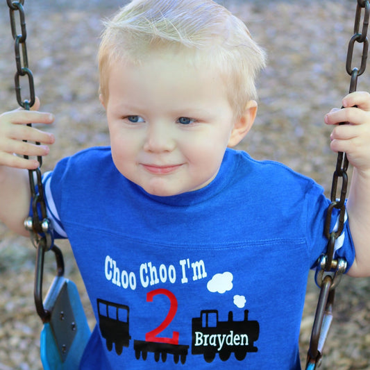 Train-Themed Second Birthday Shirt for Kids Party