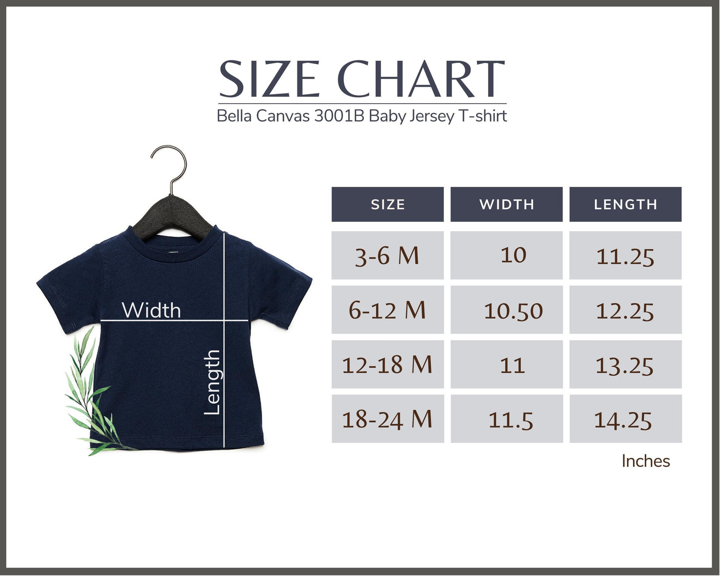 Size Chart 3-6M-18-24M