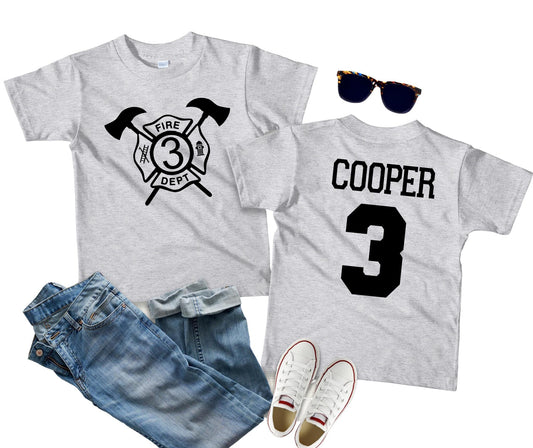 3rd Birthday Fireman shirt, Fireman Birthday T-shirt, 4th Birthday, Firefighter Birthday Shirt, Fireman Party, Fire man Birthday Shirt