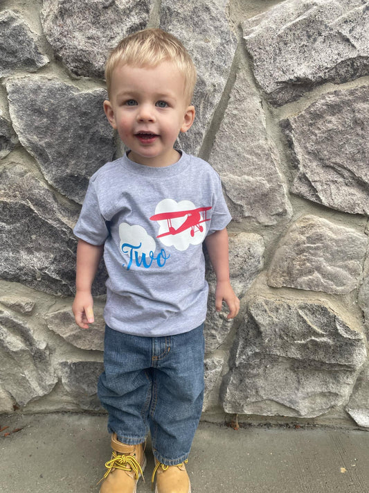 Two Fly Airplane Shirt for Boys Birthday Party