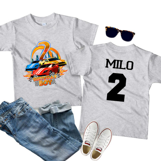 Two Fast Birthday Boy Shirt – 2nd Birthday Race Car Shirt – Toddler Boy Racing Birthday Outfit – Two Year Old Party Tee