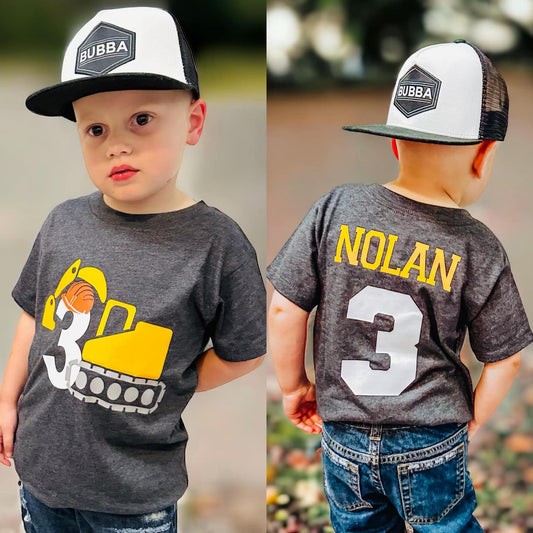 3rd Birthday Construction Shirt – Third Birthday Digger Truck Tee – Boys Age 3 Construction Party Outfit – Toddler Bulldozer Shirt