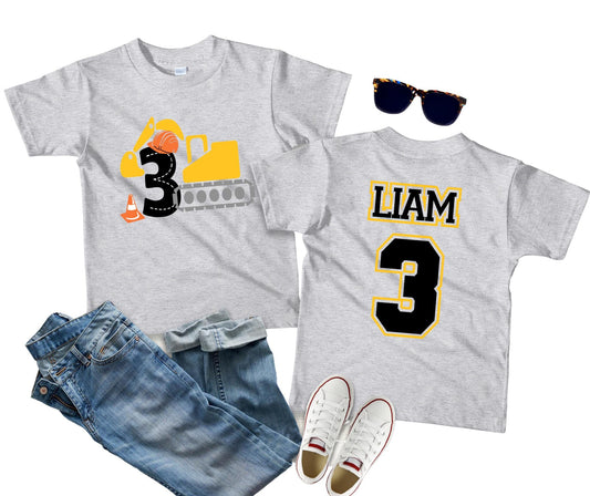 3rd Birthday Construction Shirt | I'm 3 and Digging It Tee | Toddler Boy Bulldozer Birthday Outfit | Three Year Old Truck Shirt