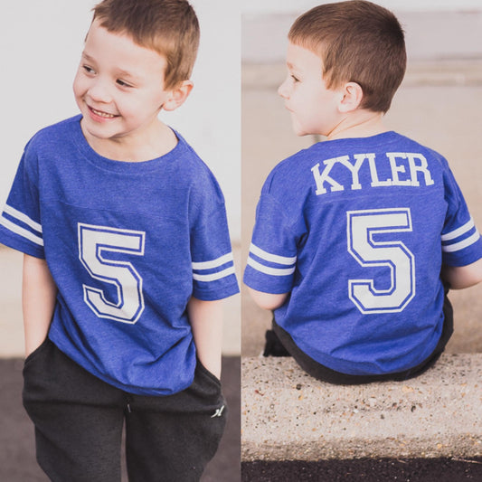 5th Birthday Football Shirt | Fifth Birthday Sports Jersey Tee | Toddler Boy Football Party Outfit | Game Day Birthday T-Shirt