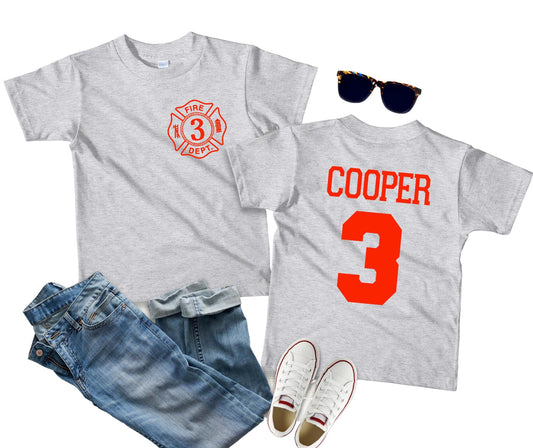 Custom Firefighter Birthday Shirt | 3rd Birthday Family Matching Shirts | Kids Fireman Tee