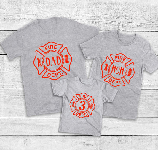Custom Firefighter Birthday Shirt | 3rd Birthday Family Matching Shirts | Kids Fireman Tee