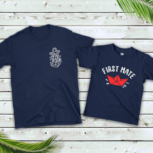 Captain Dad and First Mate Shirt Set – Matching Father and Child Nautical Shirts – Father’s Day Gift – Daddy and Me Outfits