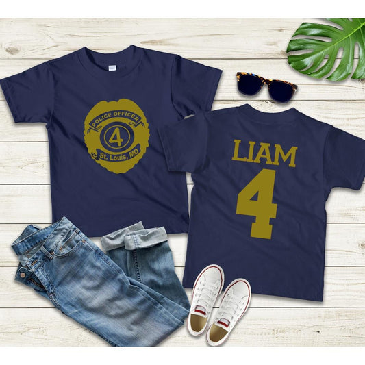 Cops and Robbers 4th Birthday Shirt – Police vs Robber Party Tee – Toddler Boy Birthday Outfit – Funny 4th Birthday Theme Shirt